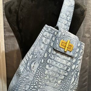 Brahmin Blue Crocodile-Embossed Backpack